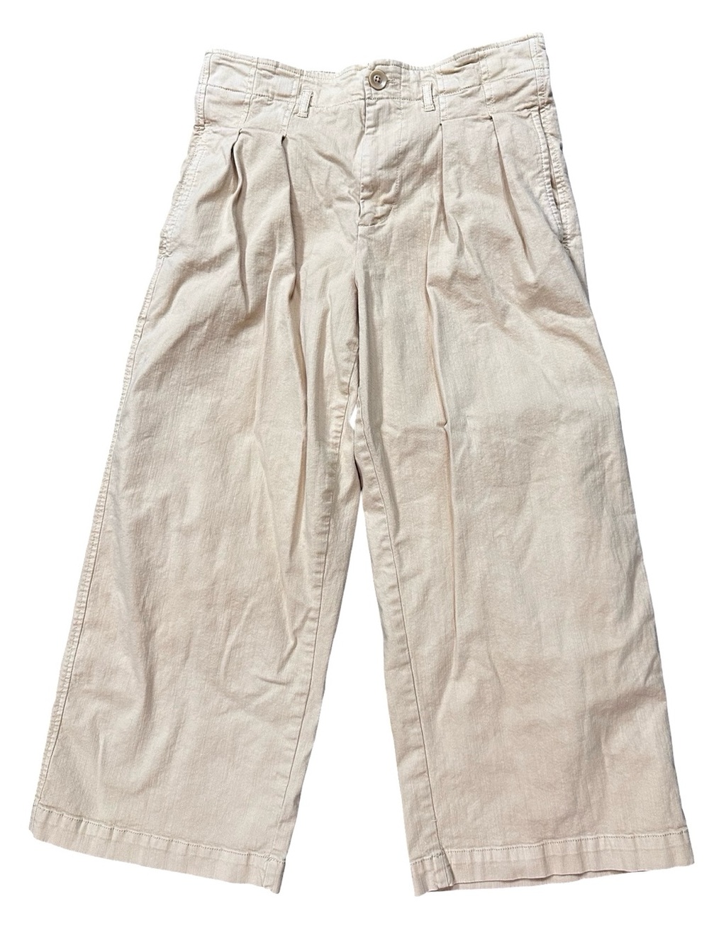 Anthropologie Maeve Culottes Size 8 Khaki Wide Leg High Rise Pleated Waist